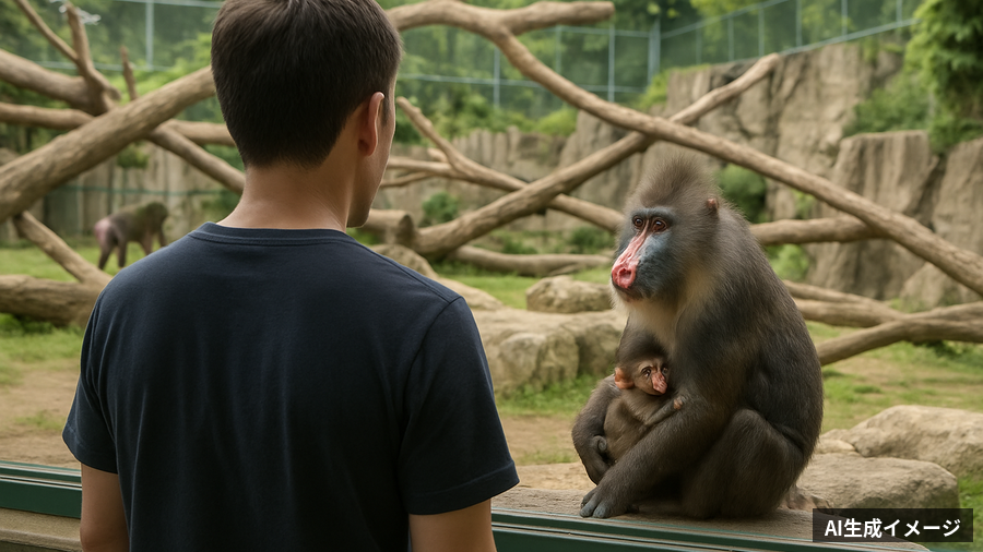 マンドリルの赤ちゃん誕生 宮崎市フェニックス自然動物園「エルサ」の2番目の子のイメージ