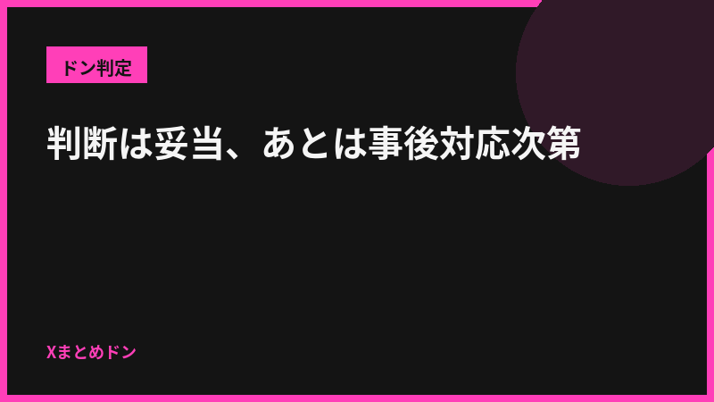 黒兎のドン判定: 判断は妥当、あとは事後対応次第